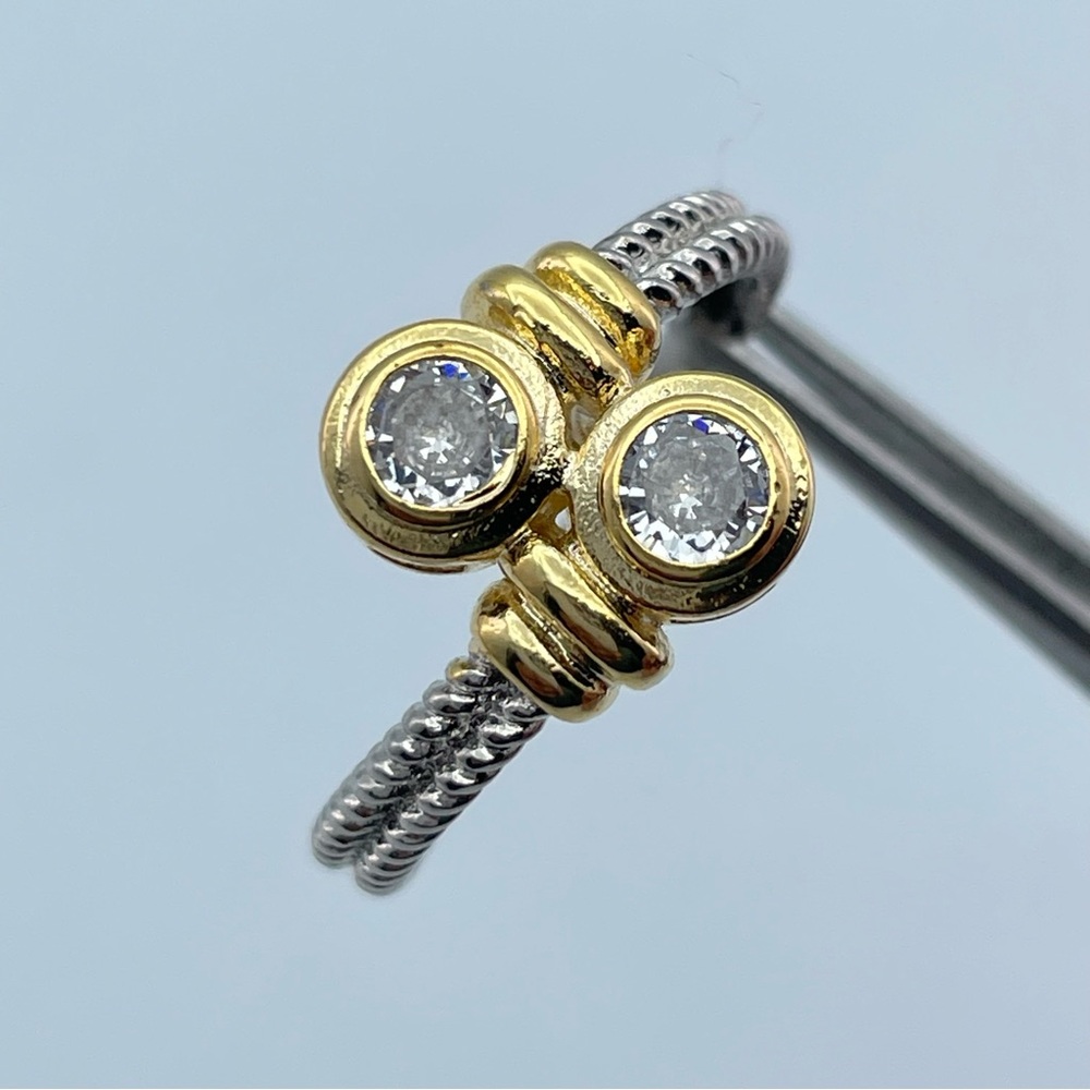 Two-Tone Crystal Accent Fashion Ring | Gold & Silver Tone